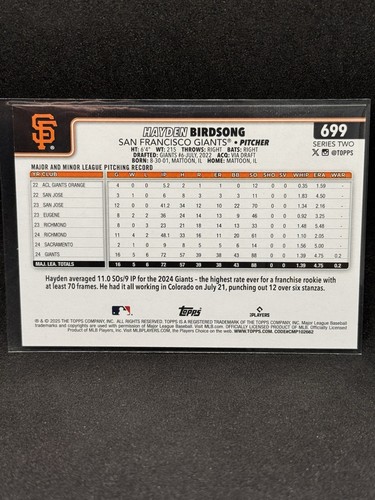 Hayden Birdsong 2025 Topps #699 Sun Holiday Parallel Rookie (RC) - Giants - Bild 2 von 2