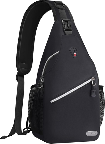 Black Sling Backpack, Multipurpose Crossbody Shoulder Bag Travel Hiking Daypack - Picture 10 of 12