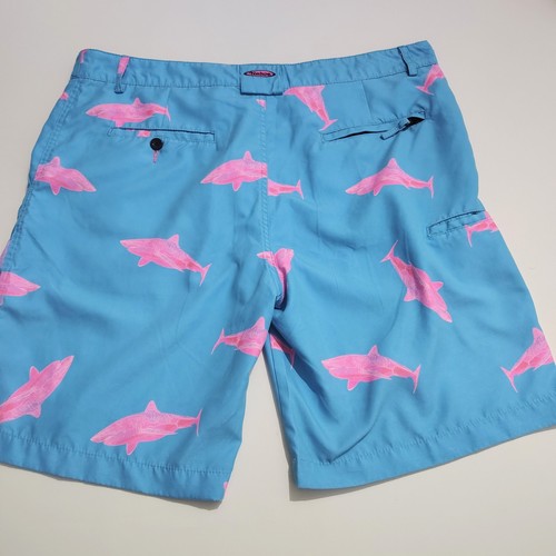Passport Native Size 38 Ocean Blue with Pink Sharks Resort Trunks - Picture 2 of 8