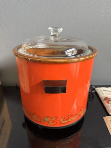 DE COLECCIÓN RIVAL CROCK POT 3.5 Qt 3100 Llama Naranja Rojo Vidrio + Tapa y Caja Original, Manual - Imagen 6 de 13