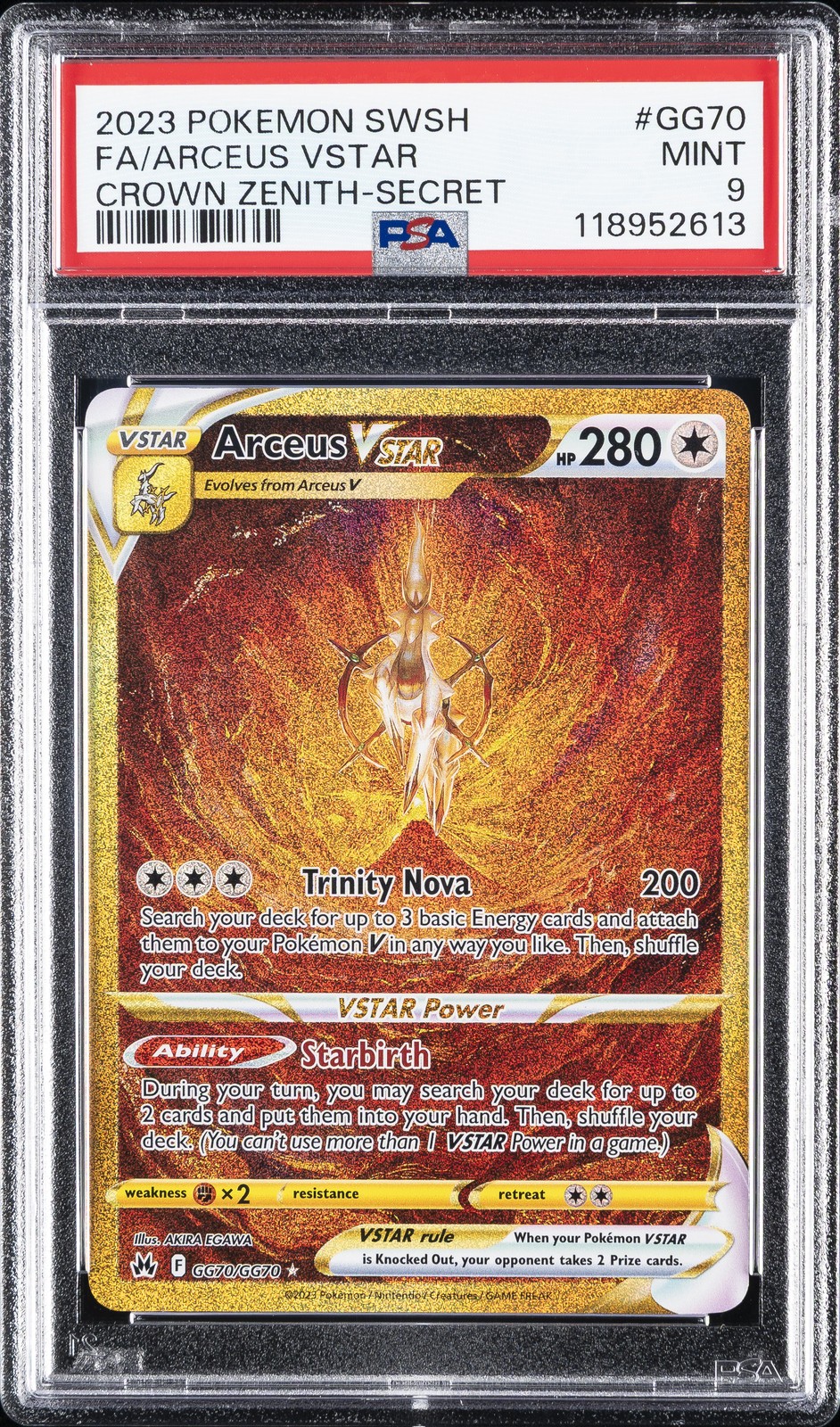 2023 POKEMON SWORD & SHIELD CROWN ZENITH SECRET FULL ART/ARCEUS VSTAR PSA 9