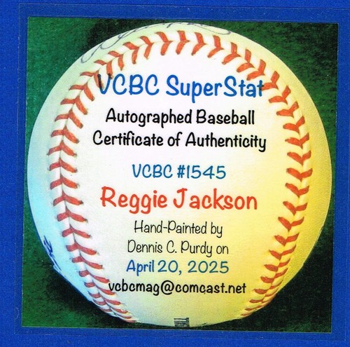 Reggie Jackson NY Yankees Signed Hand Painted VCBC Superstats Baseball JSA COA - Picture 3 of 7