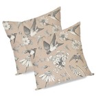 Vintage Floral Decorative Throw Pillow Covers 18x18 Inch Set of 2 Flower Bird...