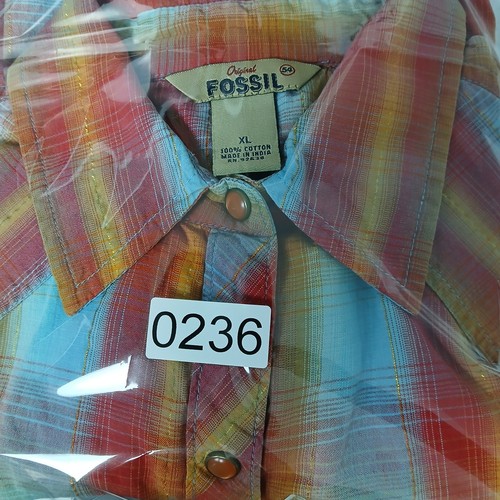 Original Fossil 54 Pearl Snap Shirt Women's XL Plaid Pattern Long Sleeve - Picture 10 of 10