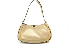 MIU MIU Archive Semi-shouldebag Embossed Logo Leather Beige 4327h