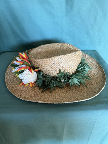 Vtg Hawaiian 100% Lauhala Hat- Papal’e 26” - Picture 8 of 9
