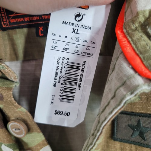 NUEVO Camisa Miltary Storm de Superdry para Hombre XL 42 Chaqueta Camuflada Verde Marrón - Imagen 10 de 10