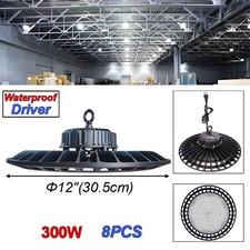 8 Pack 300W UFO Led High Bay Light Factory Warehouse Commercial Light Fixtures