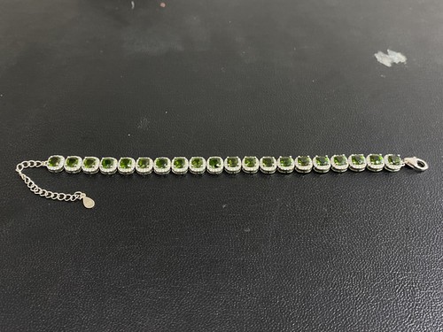 NATURAL CHROME DIOPSIDE 5 MM WHITE CZ STERLING SILVER 925 BRACELET - 第 5/7 張圖片