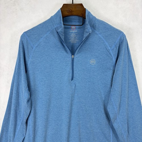 Travis Mathew 1/4 Zip Pullover Mens Large Blue Golf Performance Stretch Sweater - Picture 2 of 9