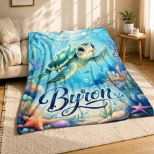 Baby Sea Turtle Byron Coral Fleece Blanket