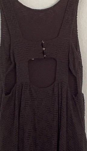 Free People Jumper Dress W Pockets Black L Key Hole Back Lagenlook Beach Resort - Picture 3 of 13