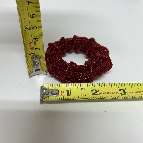 Vintage Glass Beaded Set Of 4 Napkin Rings Red Handmade Holidays Christmas Decor - Picture 3 of 4