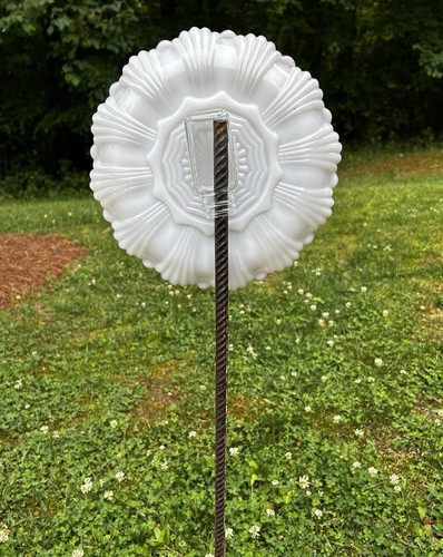 Gold & Scalloped Milk Glass Garden Flower Repurposed Suncatcher Yard Art - Picture 5 of 6