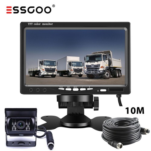 ESSGOO líneas de distancia función nocturna cámara de marcha atrás con monitor LCD de 7 pulgadas camión RV