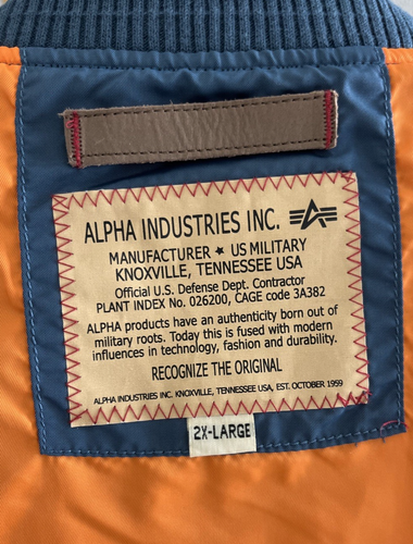 ALPHA INDUSTRIES Men's XXL Bold Blue Shell(No Padding) Flight/Bomber Jacket XXL - Bild 6 von 10