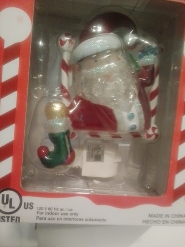 Holiday Night Light Santa W/Stocking Spare Bulb Included - Picture 2 of 5
