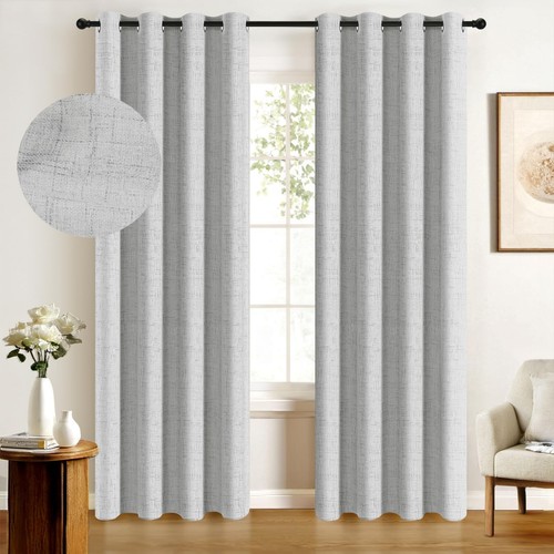 Linen Blackout Curtains for Bedroom, Thermal Insulated Curtains 54 Inch Lengt...