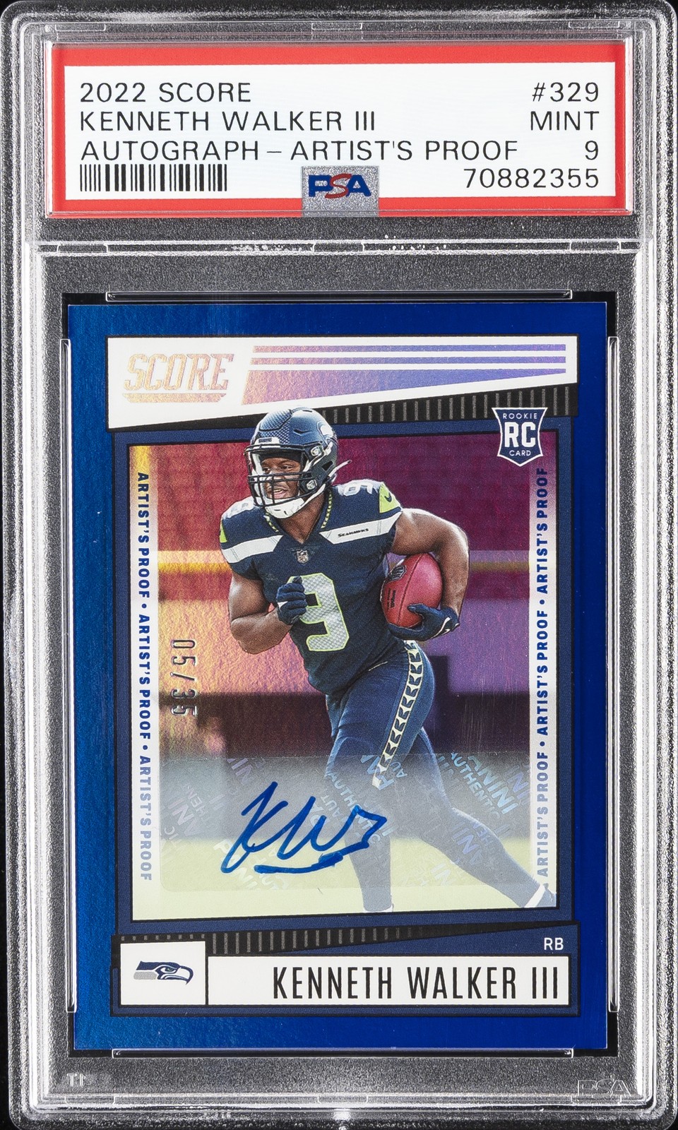 2022 PANINI SCORE AUTO-ARTIST'S PROOF #329 KENNETH WALKER III 5/35 PSA 9