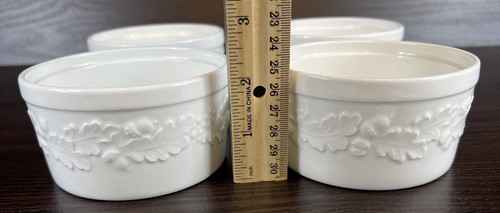 4 Martha Stewart Acorn White 4” Ramekin Dishes - Picture 6 of 8