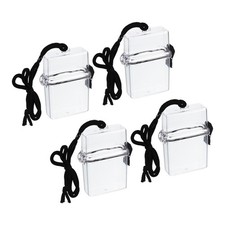 4pcs Waterproof ID Card Badge Holder Floating Sports Case with Lanyard, White
