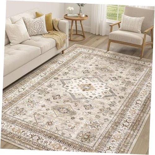 Vintage Living Room Area Rug 5x7 - Large Soft Washable Oriental Traditional