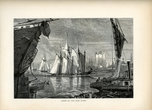 Ships on The East River, New York, Historic America 1872 Antique Engraving - Picture 2 of 4