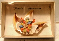 VINTAGE * FLORIDA HANDMADE CREATIONS "  SEA SHELL BROOCH OR PIN