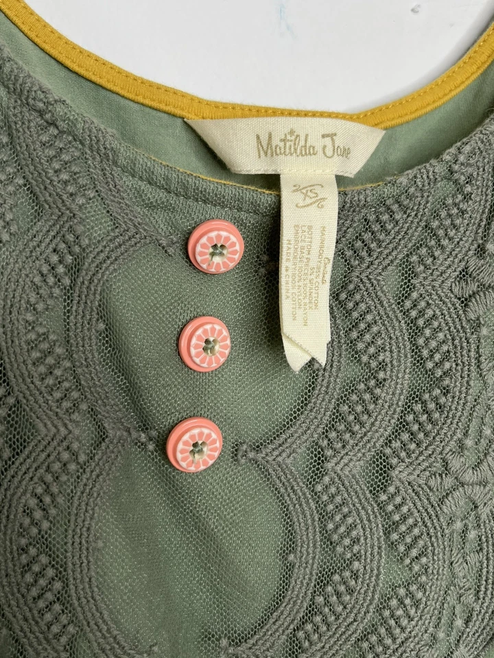 Vestido sin mangas Matilda Jane niños talla 4 niño XS rosa verde floral con volantes elástico Foto 4 de 4