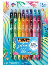 BIC Gelocity Quick Dry Gel Pens, Assorted Colors, Medium Point (0.7 mm) 16 Count