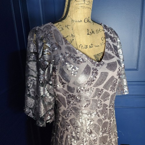 Vestido Donna Morgan "Camilla" Hasta el Suelo Lentejuelas Talla 2 - Imagen 3 de 9