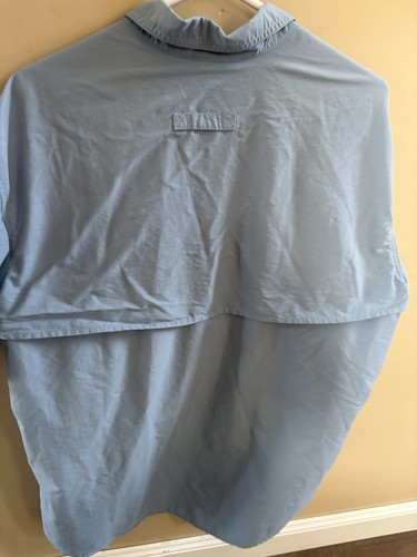 LL Bean Men Shirt XXL Tall Blue Vented Fishing Short Sleeve Pocket EUC - Picture 2 of 6