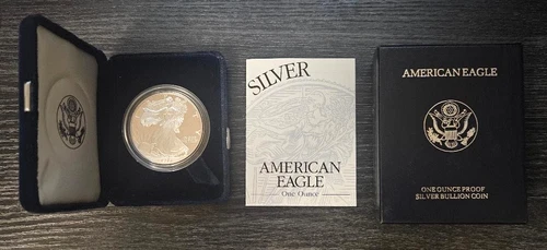AMERICAN EAGLE ONE OUNCE PROOF SILVER BULLION COIN 1996-P BRAND NEW BOX CASE COA
