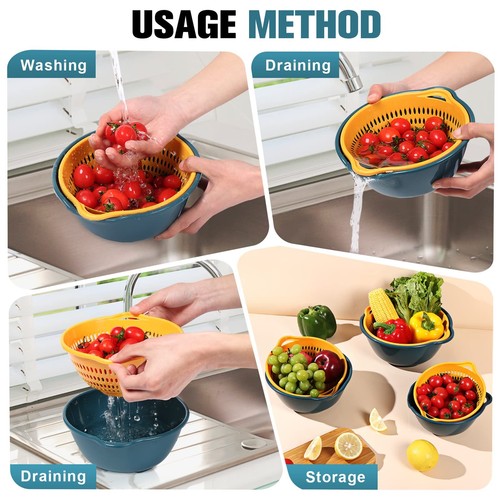 6 Pieces Colander with bowl, Food Strainer for Pasta Veggies and Fruits, BPA ... - Picture 2 of 7