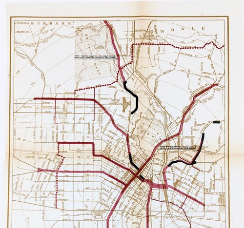 1925 LOS ANGELES - RAPID TRANSIT LINES PLAN Map ORIGINAL SUBWAY ELEVATED BUS - Picture 3 of 4