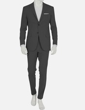  497 DKNY Men's Gray Modern-Fit Stretch Solid Jacket Pants 2-Piece Suit Size 38L