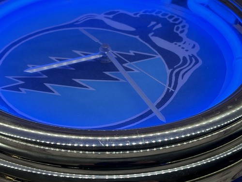 Grateful Dead Vintage Wall Clock Steal Your Face Electric Neon Blue Official GDP - Picture 4 of 7