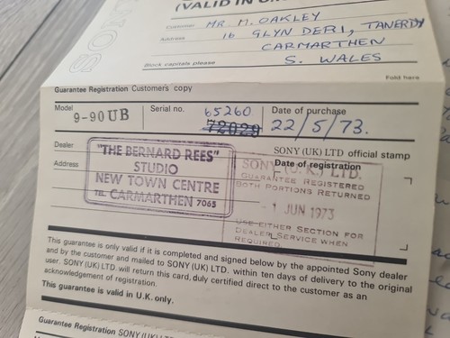 Sony Solid State Transistor TV Receiver - Model 9-90UB - Boxed Vintage 1973 - Picture 17 of 24