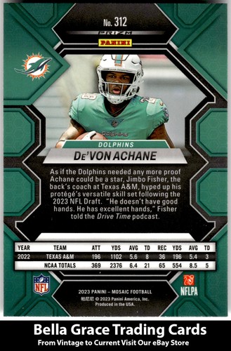 Fútbol americano Panini Mosaic De'Von Achane #312 Miami Dolphins 2023 novato NFL - Imagen 2 de 2