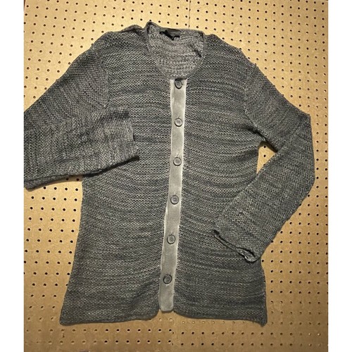 Diesel Black Gold Cardigan Sweater Men Medium Open Knit Gray Italy Lightweight - Picture 5 of 9