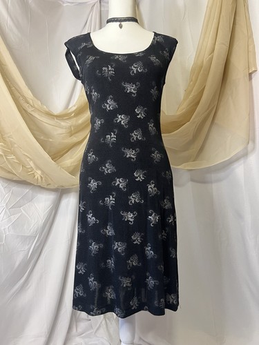 Connected Apparel VTG 90's Y2K Black&White Romantic Whimsigoth Fairy Midi Dress - Picture 6 of 15