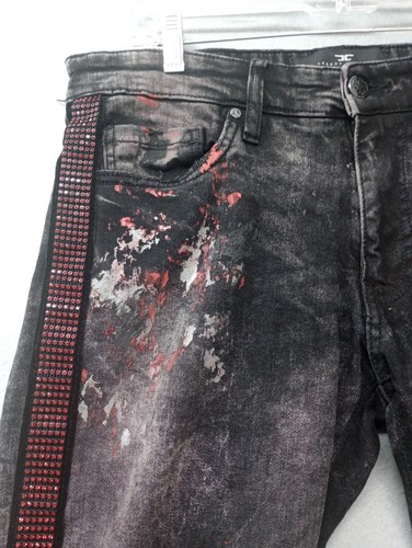Jordan Craig Jeans Mens 32x32 Legacy Edition Black Distressed Red Rhinestones - Picture 6 of 21