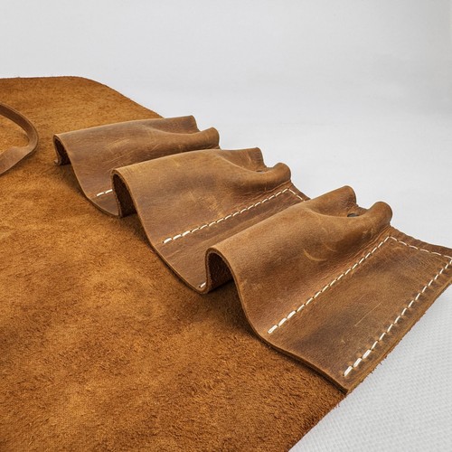 6-Pocket Lederrolle - Crazy Horse Werkzeugtasche für Holz und Leder Schnitzwerkzeuge. - Bild 3 von 11