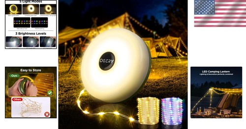 32,8 Fuß wasserdichte Camping Lichterkette: 4-in-1 wiederaufladbare LED mit 8 Modi - Bild 2 von 11