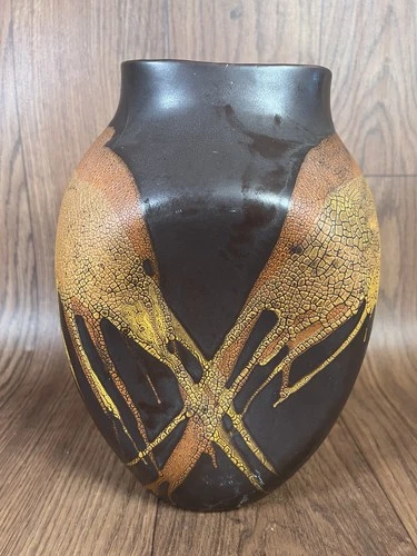 Vintage Royal Haeger EARTH WRAP 11 1/2" Flask Vase Mid Century MCM Snakeskin