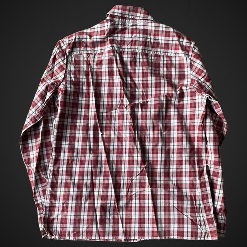 A.P.C. Men’s Shirt Long Sleeve Medium Button Down Plaid Check Red Cotton L/S - Picture 3 of 9