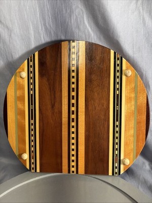 MCM Handmade Wood Cutting Board Maple Walnut Cherry Detailed Inlay Serving Tray