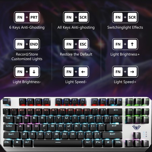 Keyboard, TKL Mechanical Gaming Keyboard with RGB Backlit, All-Metal Panel, N... - Picture 7 of 7