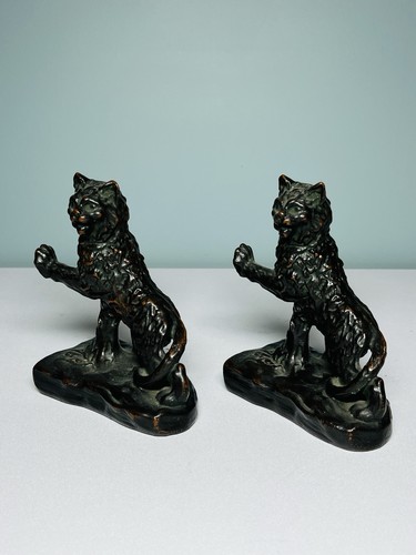 antike Buchstützen Katze Bronze - Bild 3 von 8