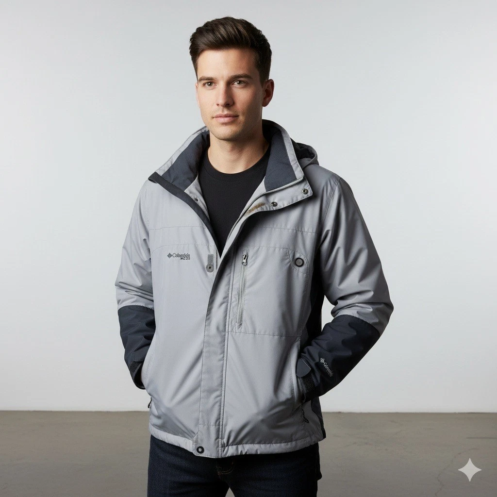 Columbia XCO Core Interchange Jacket XL Gray Waterproof Storm Dry 3-in-1 Men's